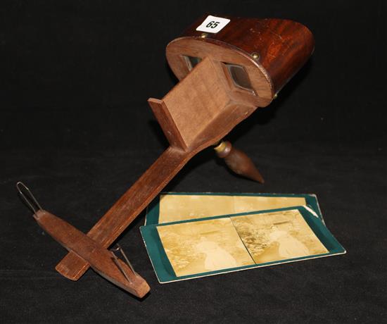 A stereoscopic viewer and photographs